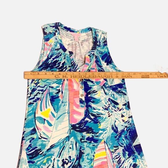 Lilly Pulitzer Essie Dress Sparkling Blue Hey Bay Bay Sailboat Print Women’s XXS - Picture 11 of 12